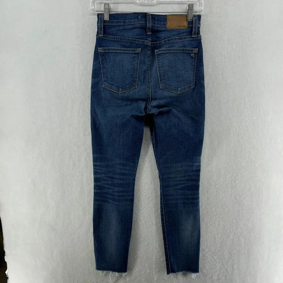 Madewell Jeans Womens 25 Blue Medium Wash High-Rise Skinny Distressed Raw Hem - Picture 2 of 11